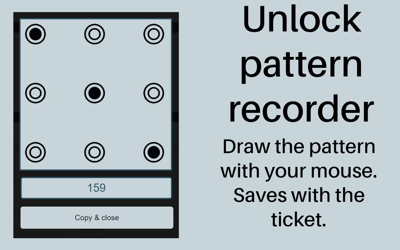 Unlock-patter-recorder is a graphical canvas for drawing a customer's unlock pattern.